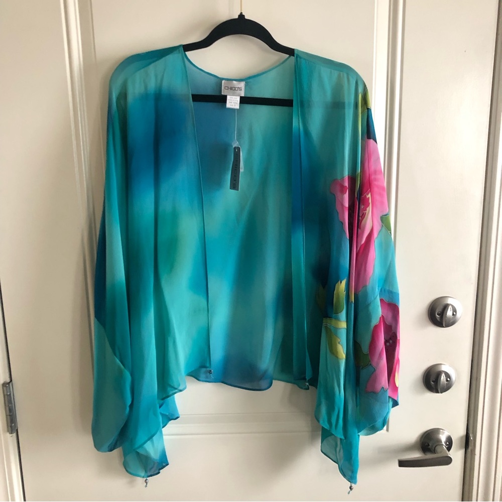 NWT Chico’s Women’s Silk Top Cover Kimono Size 3 (X-LARGE) - Picture 1 of 7